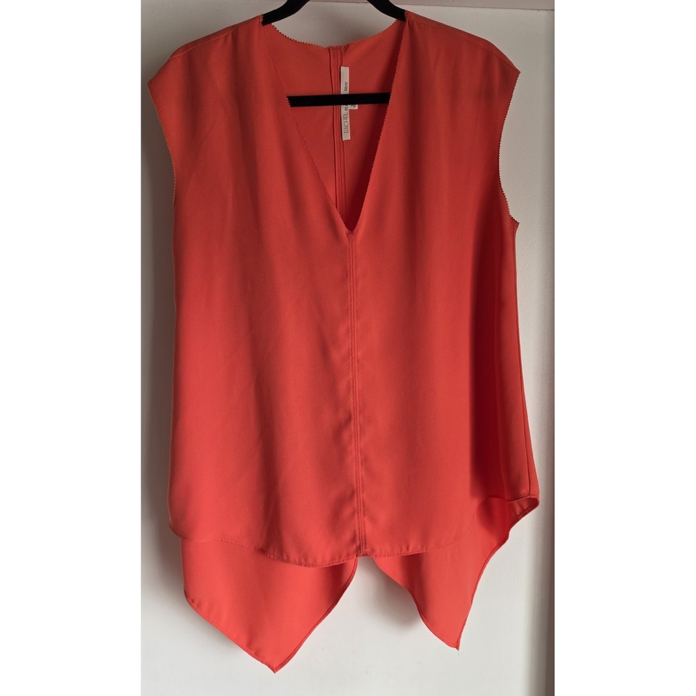 Rachel Roy Blouse Women M Coral Sleeveless V-Neck Top Shirt Tunic